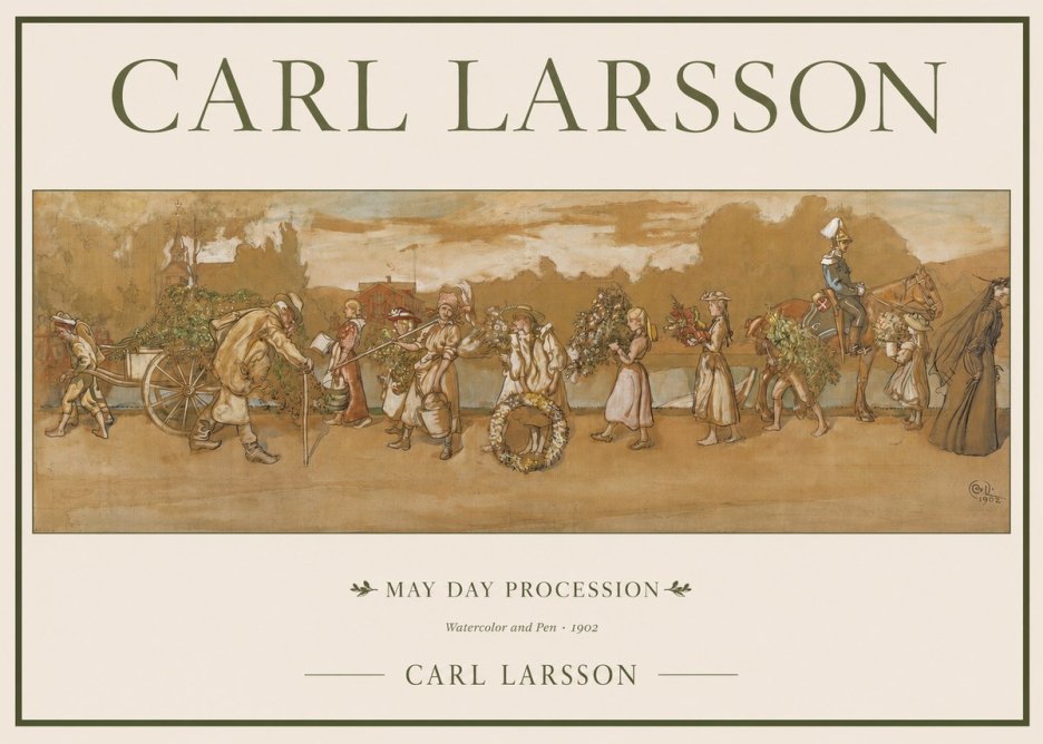 Carl Larsson May Day Procession No1 - Juliste