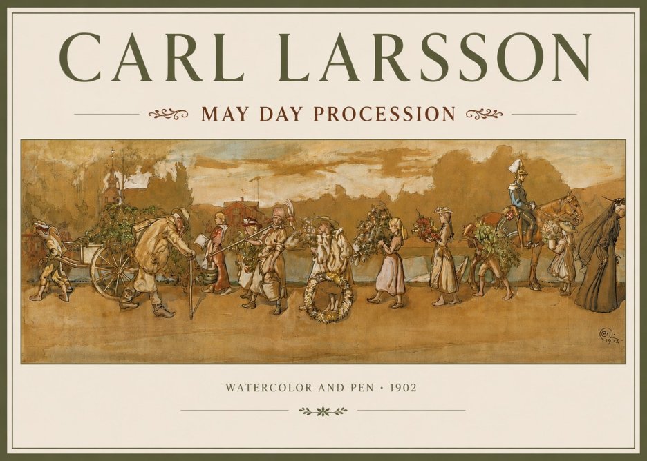 Carl Larsson May Day Procession No3 - Juliste