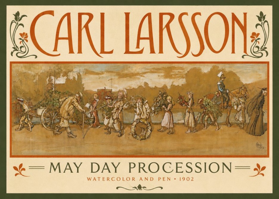 Carl Larsson May Day Procession No4 - Juliste