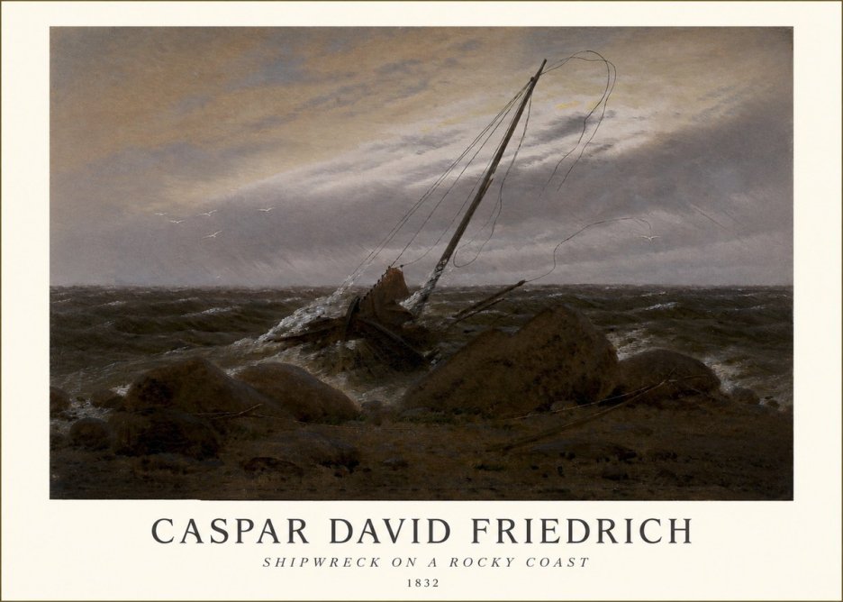 Caspar David Friedrich Shipwreck on a Rocky Coast No1 - Juliste