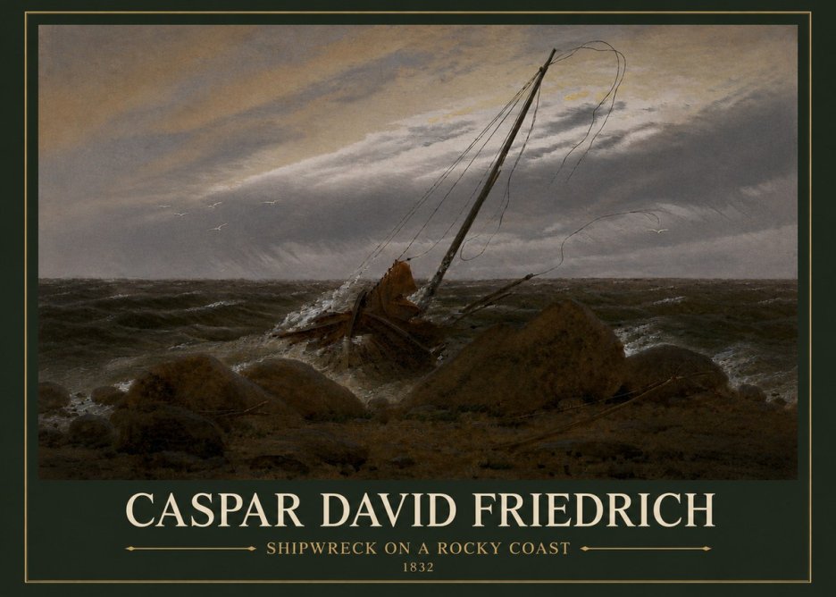 Caspar David Friedrich Shipwreck on a Rocky Coast No3 - Juliste