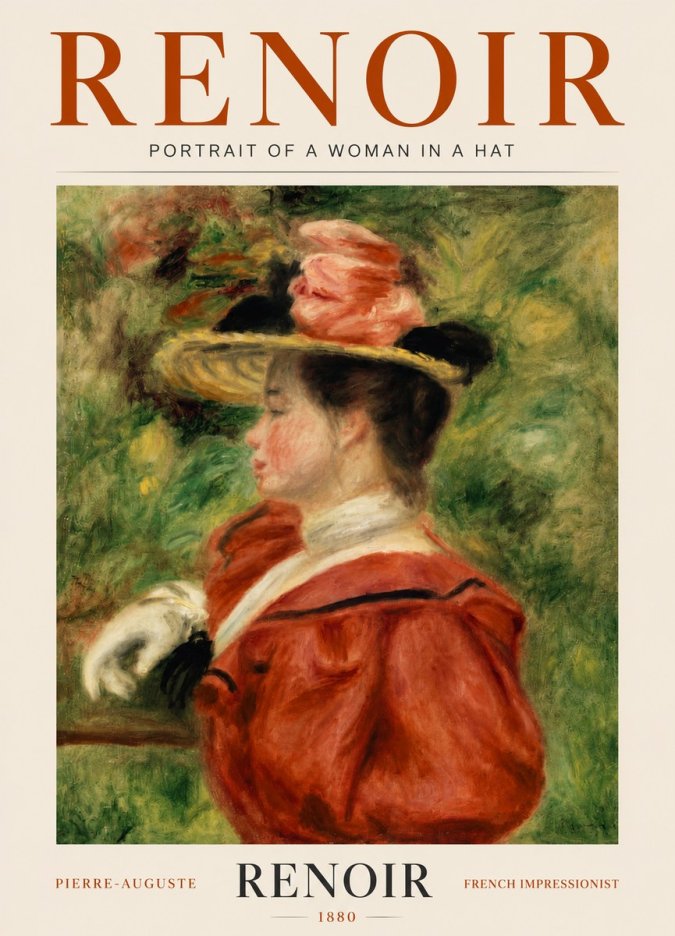 Renoir Portrait of a Woman in a Hat No5 - Juliste