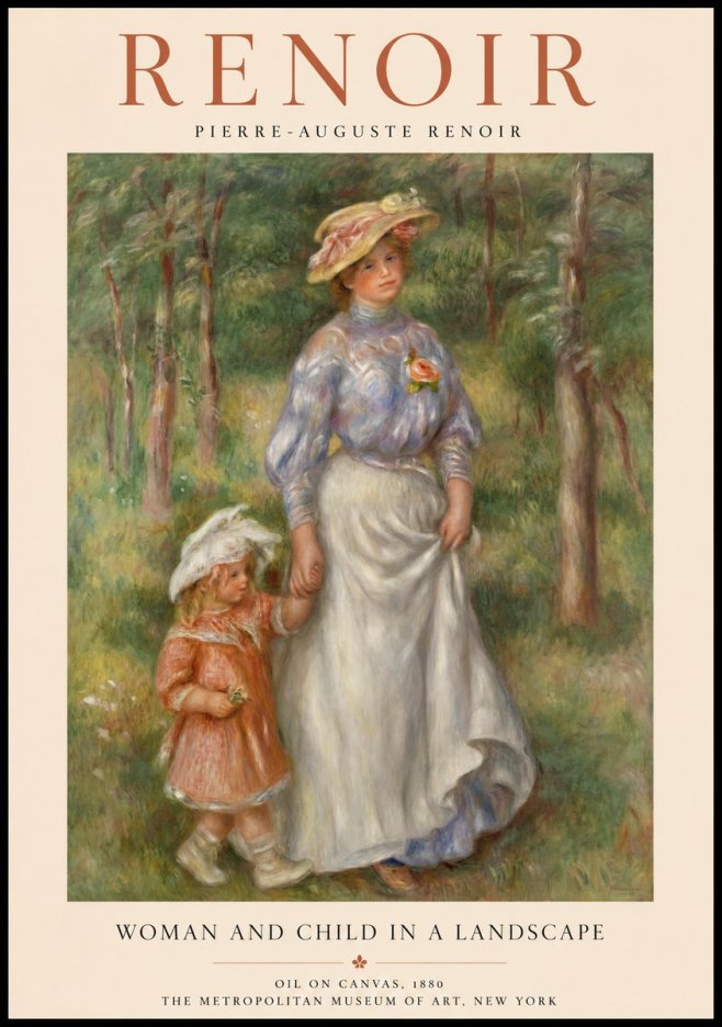 Renoir Woman and Child in a Landscape I No1 - Juliste