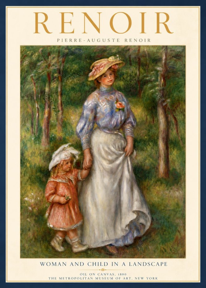 Renoir Woman and Child in a Landscape No5 - Juliste