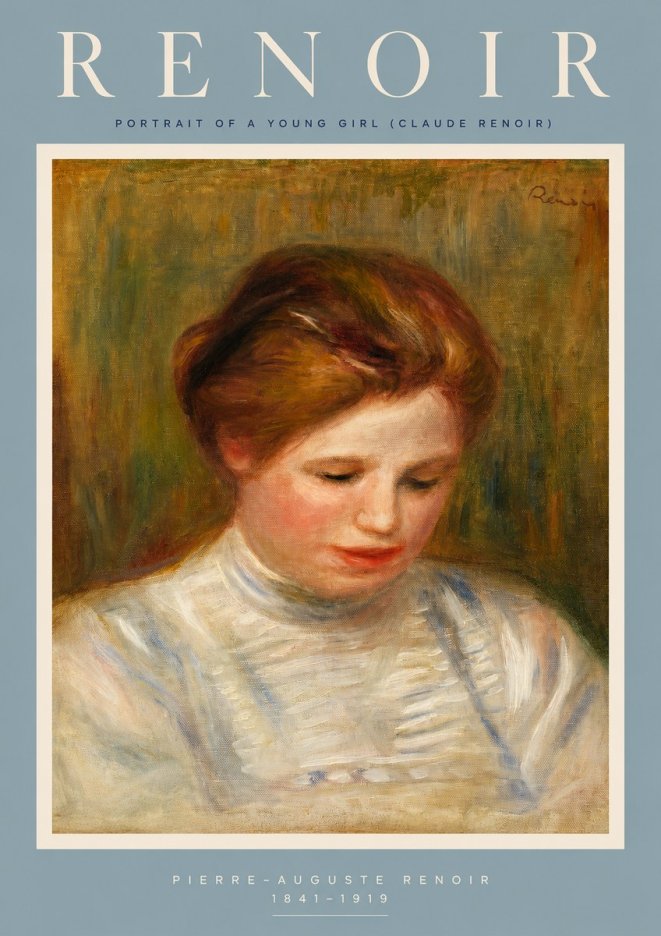 Renoir Portrait of a Young Girl (Claude Renoir) No2 - Juliste