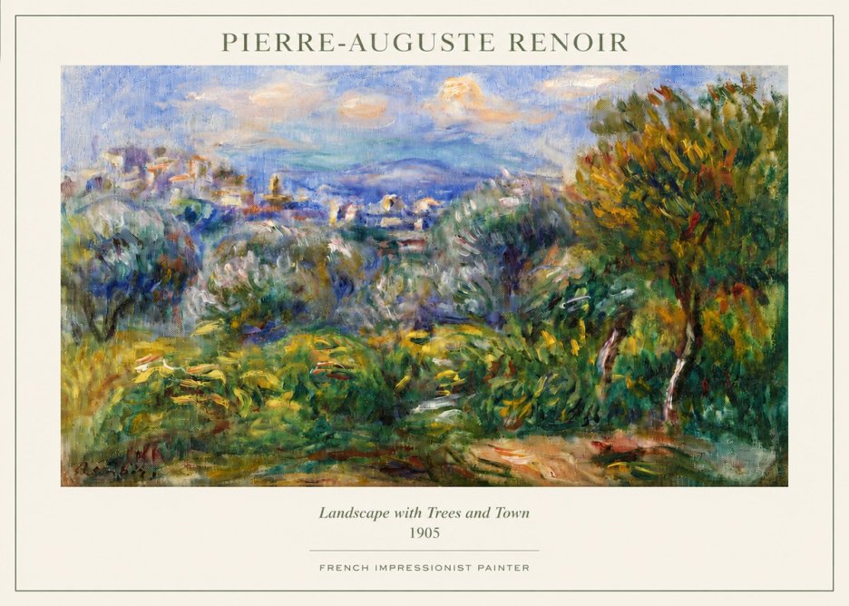 Renoir Landscape with Trees and Town No3 - Juliste
