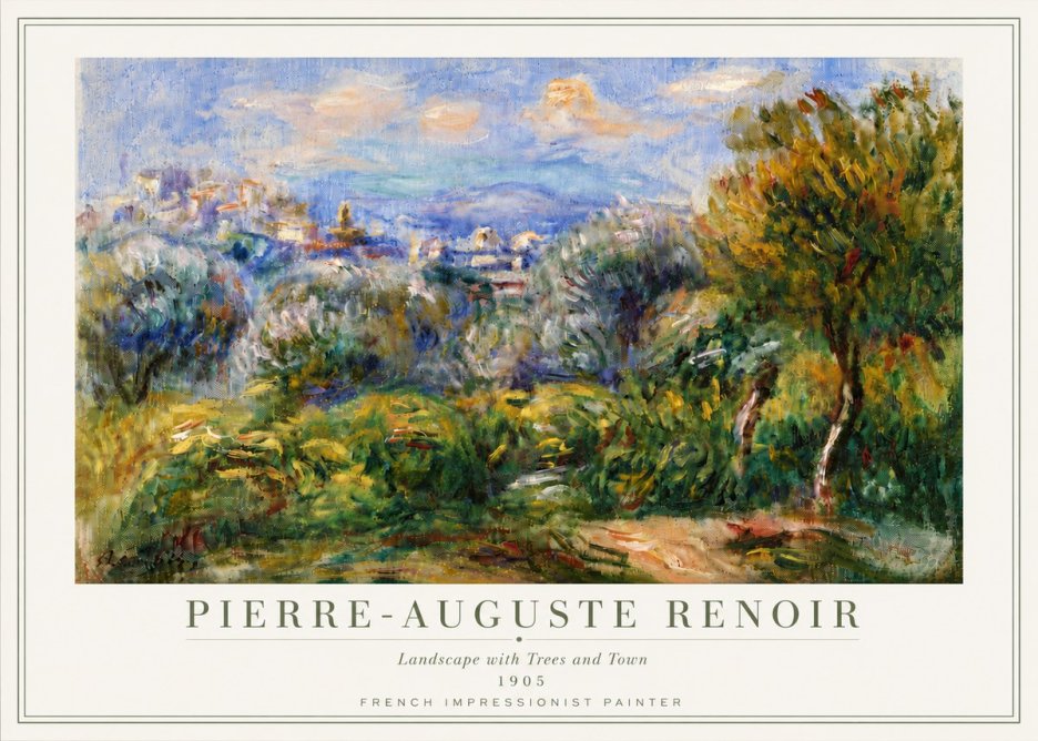 Renoir Landscape with Trees and Town No6 - Juliste