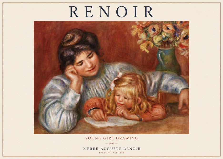 Renoir Young Girl Drawing No1 - Juliste