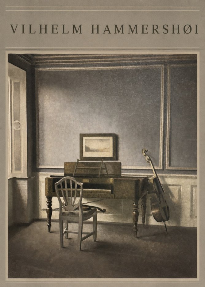 Vilhelm Hammershøi Interior with a Piano and a Cello No3 - Juliste