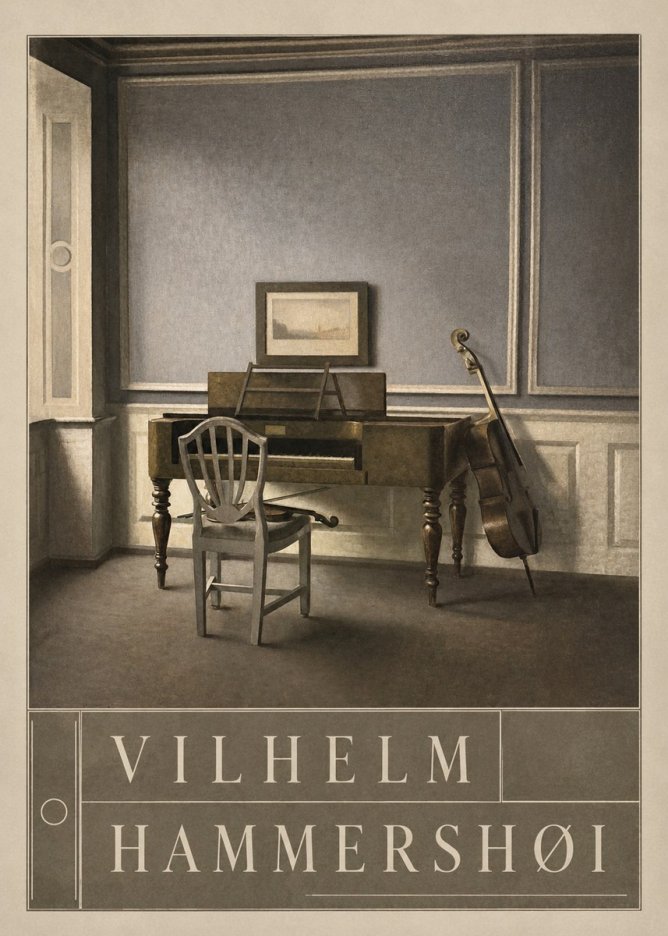 Vilhelm Hammershøi Interior with a Piano and a Cello No5 - Juliste