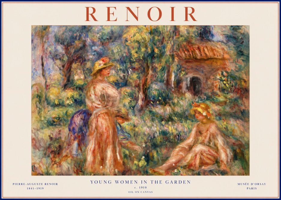 Renoir Young Women in the Garden I No2 - Juliste