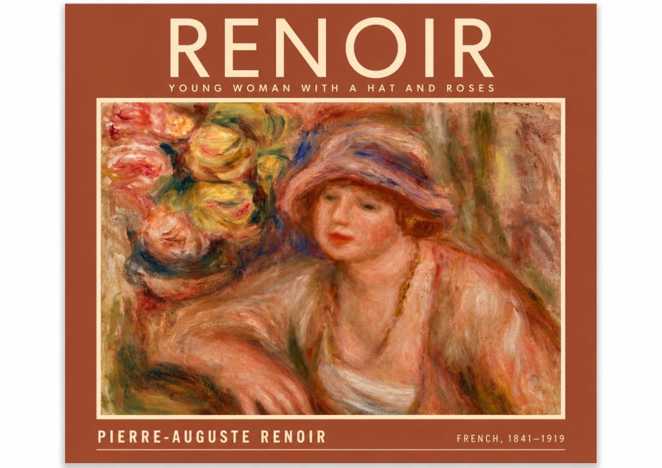 Renoir Young Woman with a Hat and Roses No6 - Juliste