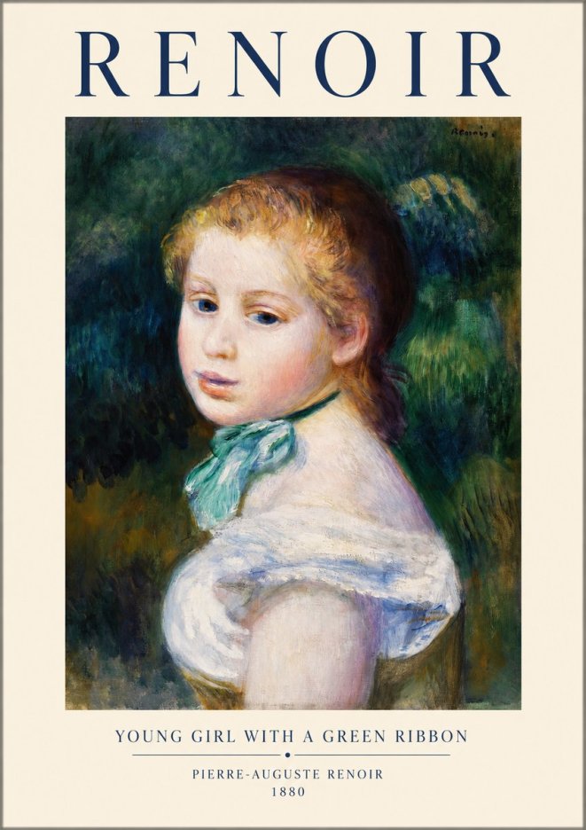 Renoir Young Girl with a Green Ribbon No1 - Juliste