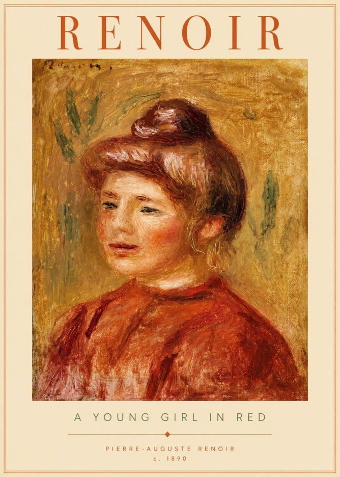 Renoir A Young Girl in Red No2 - Juliste
