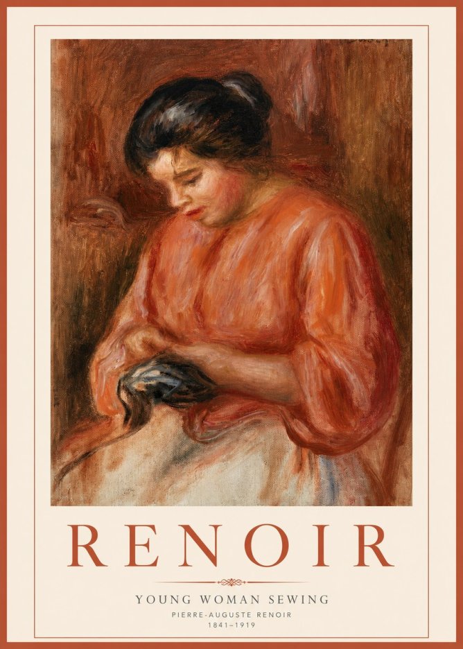 Renoir Young Woman Sewing I No2 - Juliste