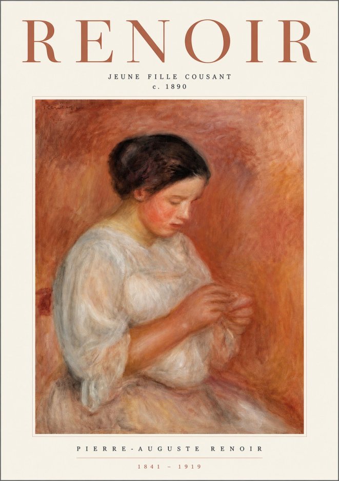 Renoir Jeune Fille Cousant No2 - Juliste