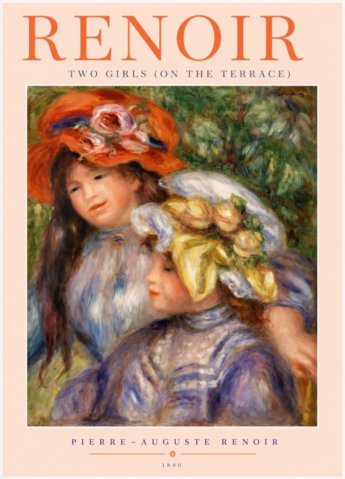 Renoir Two Girls (on the Terrace) No2 - Juliste