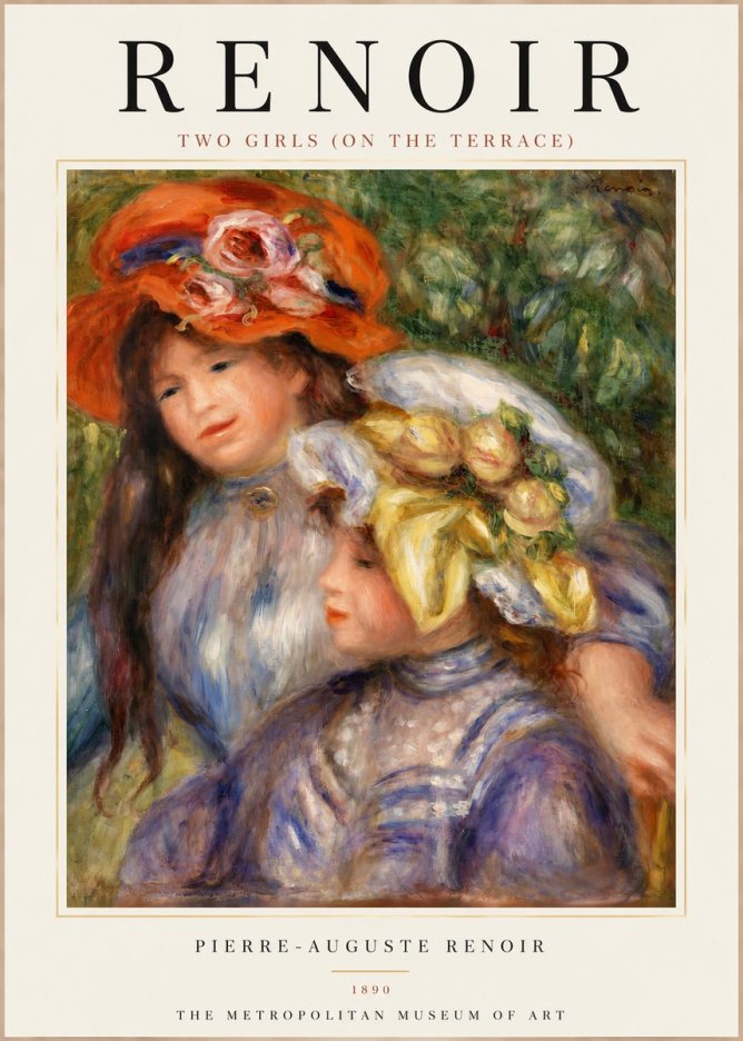 Renoir Two Girls (on the Terrace) No3 - Juliste