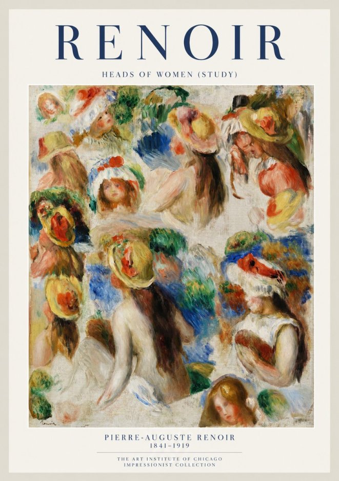 Renoir Heads of Women (Study) No1 - Juliste