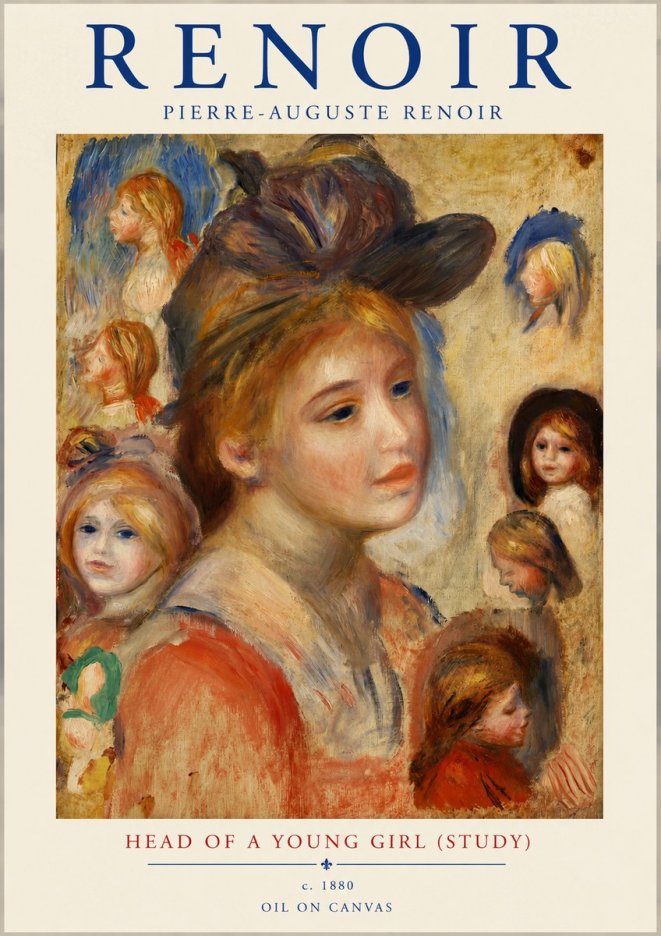 Renoir Head of a Young Girl (Study) No3 - Juliste