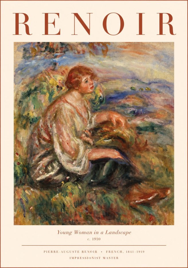 Renoir Young Woman in a Landscape No1 - Juliste