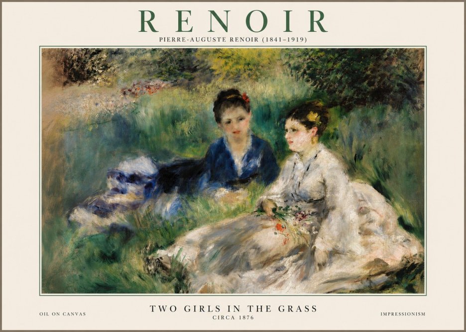 Renoir Two Girls in the Grass No2 - Juliste