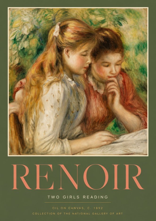 Renoir Two Girls Reading No2 - Juliste