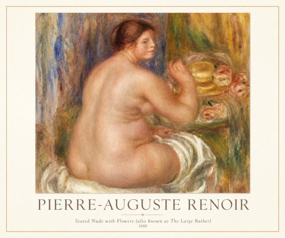 Renoir Seated Nude with Flowers (Also Known as the Large Bather) No1 - Juliste