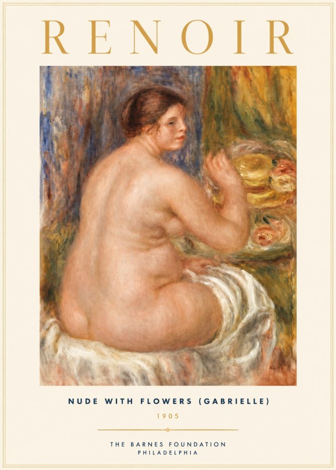 Renoir Seated Nude with Flowers (Also Known as the Large Bather) No2 - Juliste