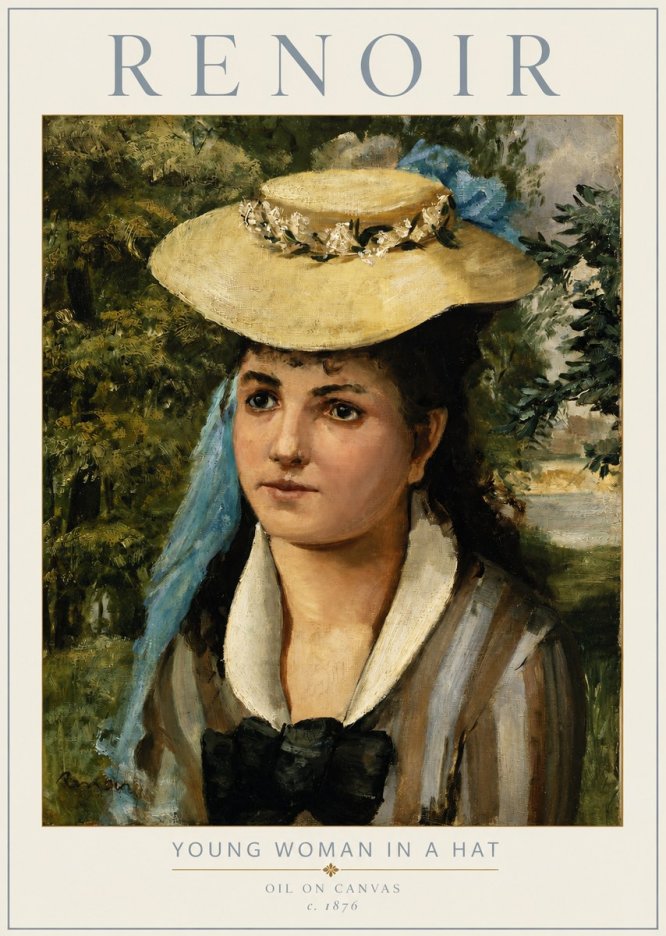 Renoir Young Woman in a Hat No3 - Juliste