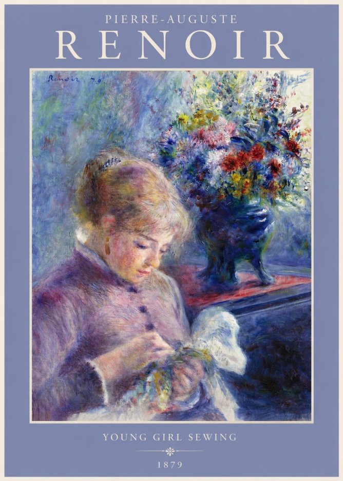 Renoir Young Girl Sewing No2 - Juliste