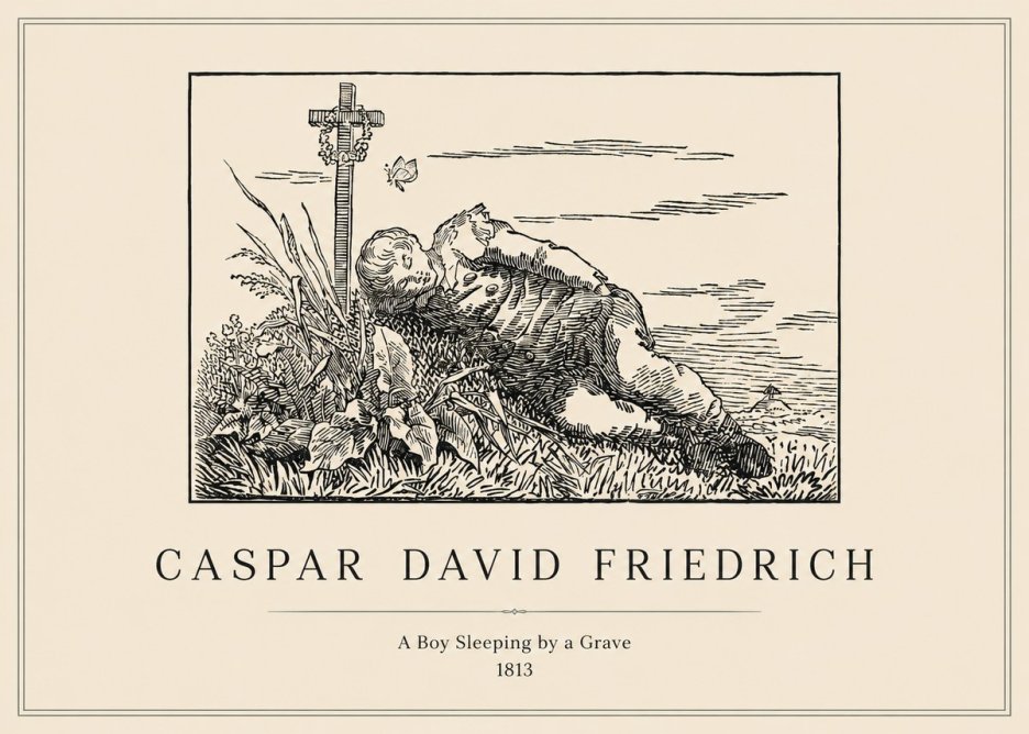 Caspar David Friedrich A Boy Sleeping by a Grave No1 - Juliste