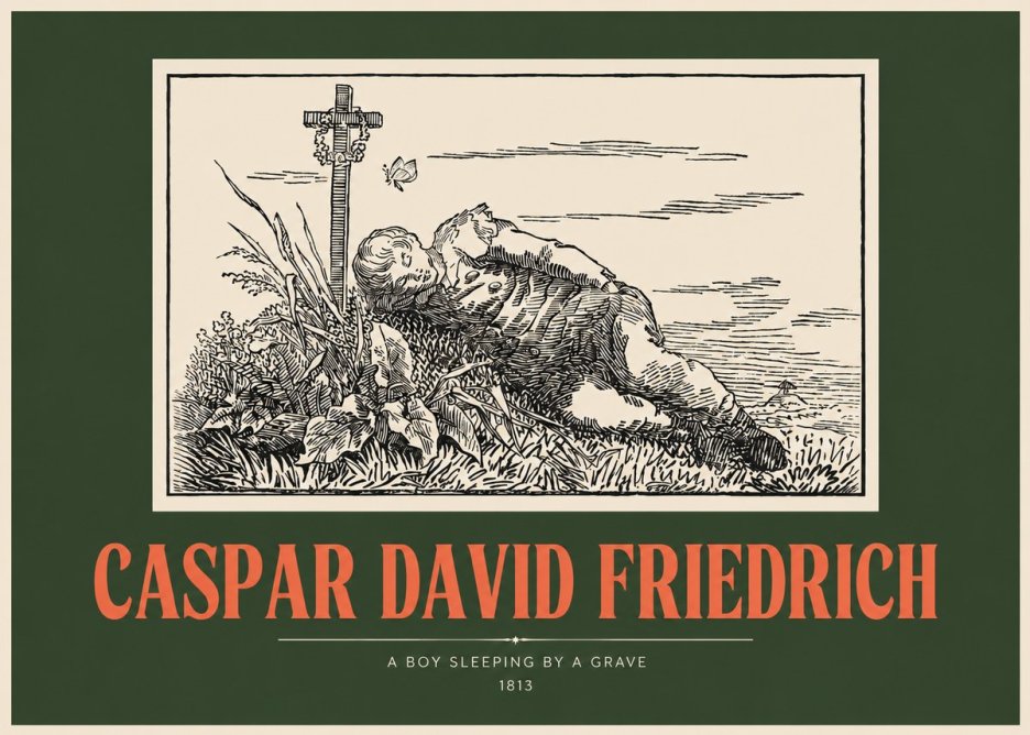 Caspar David Friedrich A Boy Sleeping by a Grave No2 - Juliste