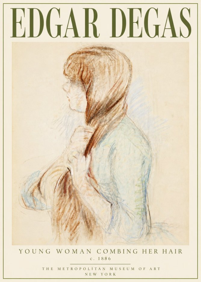 Edgar Degas Young Woman Combing Her Hair No4 - Juliste