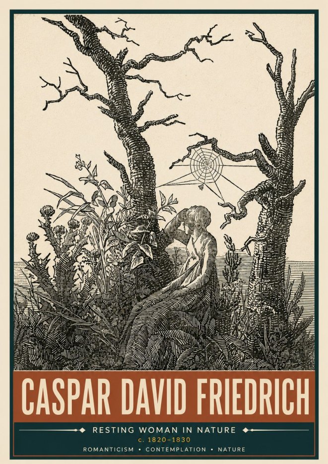 Caspar David Friedrich Resting Woman in Nature No5 - Juliste
