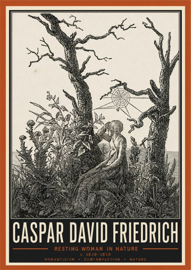 Caspar David Friedrich Resting Woman in Nature No6 - Juliste