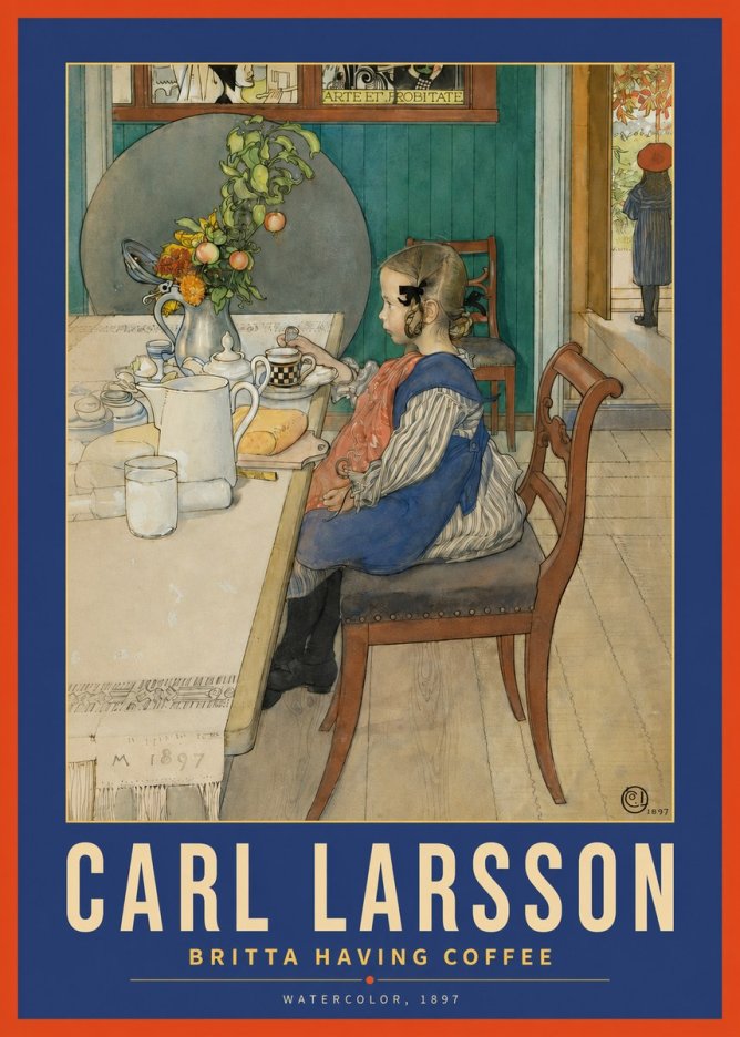 Carl Larsson Britta Having Coffee No2 - Juliste