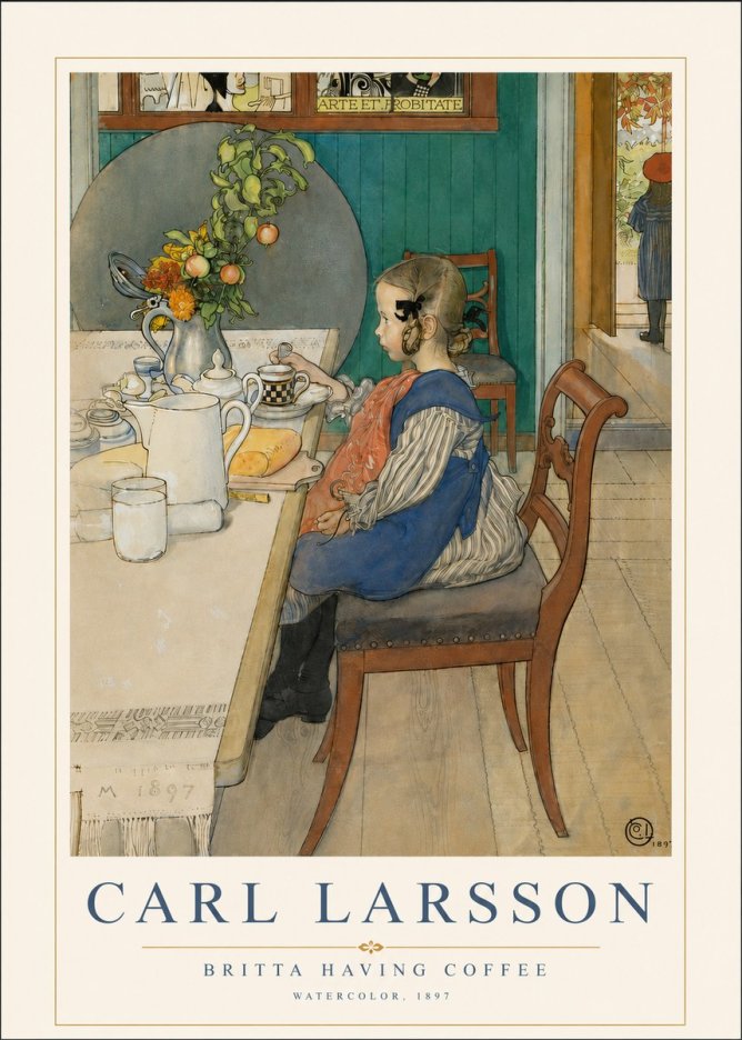 Carl Larsson Britta Having Coffee No3 - Juliste