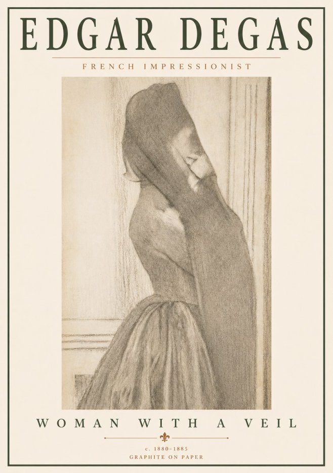 Edgar Degas Woman with a Veil No6 - Juliste