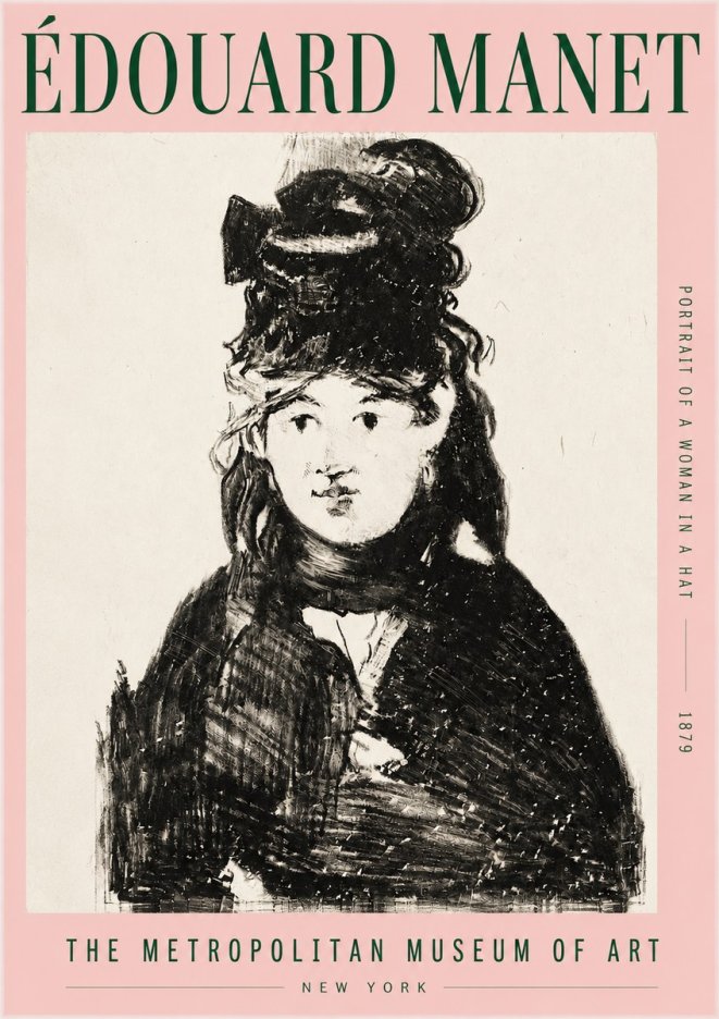 Édouard Manet Portrait of a Woman in a Hat No3 - Juliste