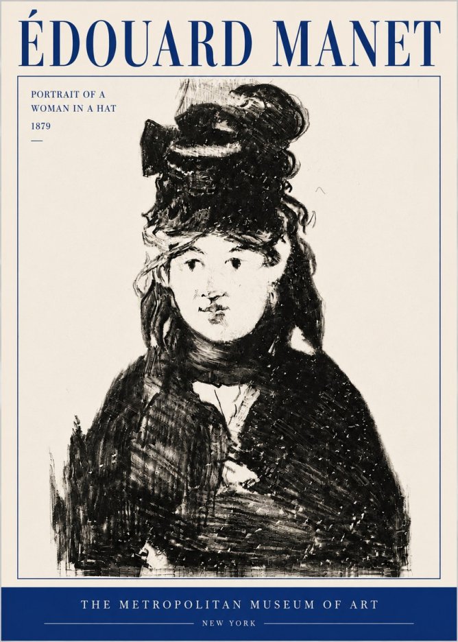 Édouard Manet Portrait of a Woman in a Hat No4 - Juliste