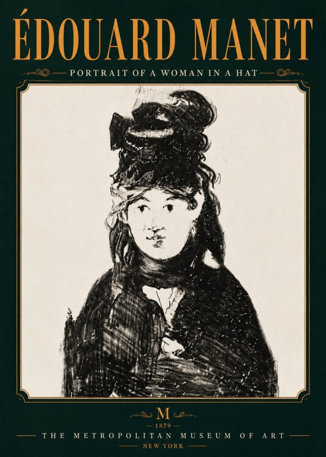 Édouard Manet Portrait of a Woman in a Hat No6 - Juliste