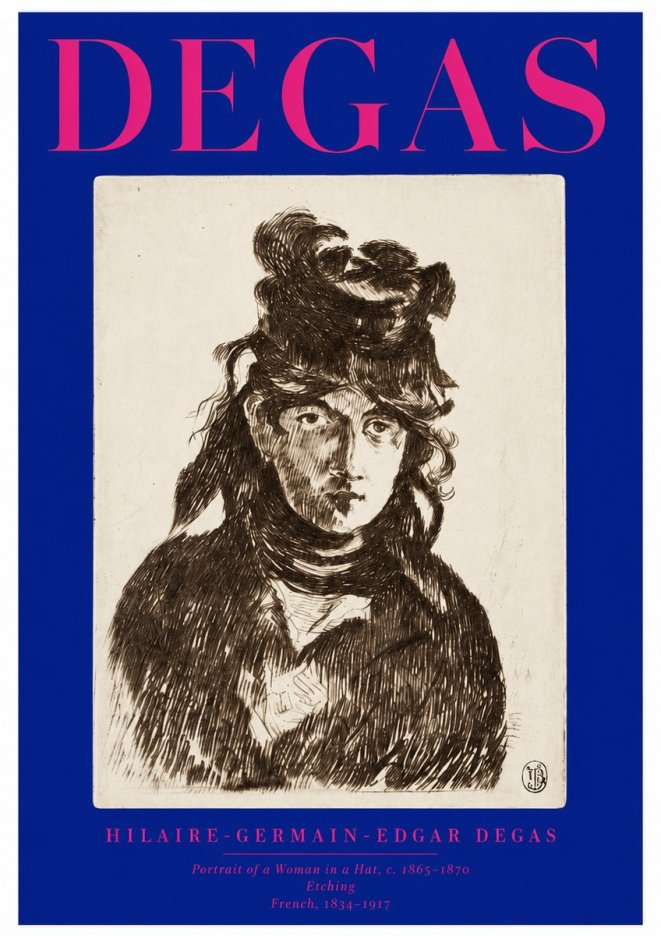 Edgar Degas Portrait of a Woman in a Hat No2 - Juliste