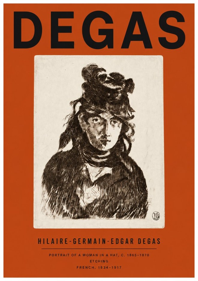 Edgar Degas Portrait of a Woman in a Hat No4 - Juliste