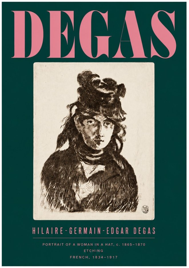 Edgar Degas Portrait of a Woman in a Hat No5 - Juliste