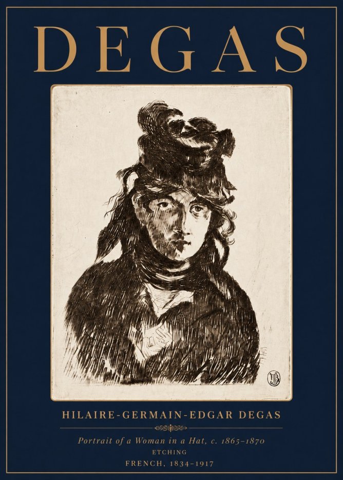 Edgar Degas Portrait of a Woman in a Hat No6 - Juliste