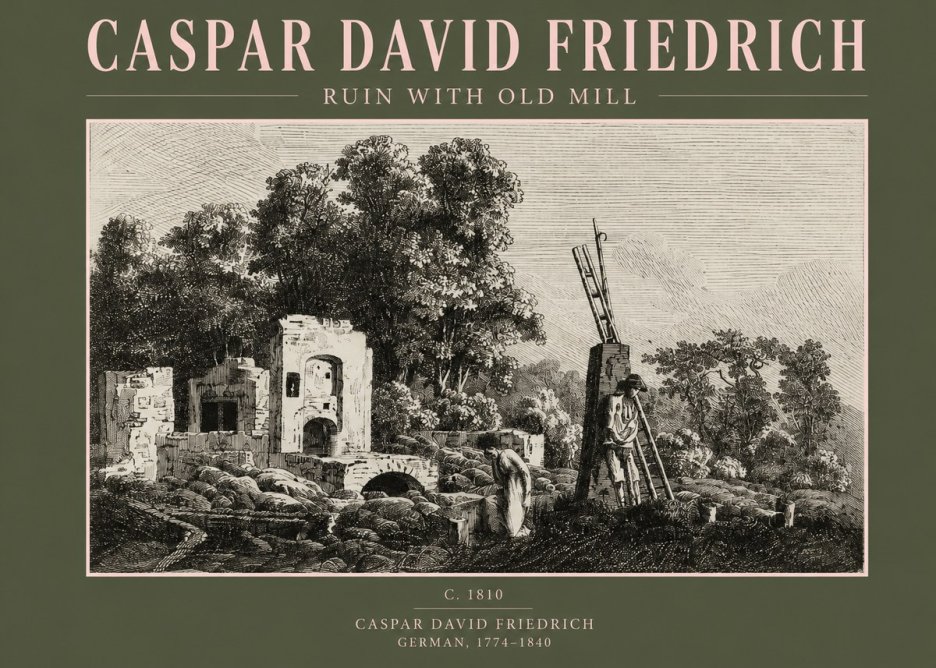 Caspar David Friedrich Ruin with Old Mill No2 - Juliste