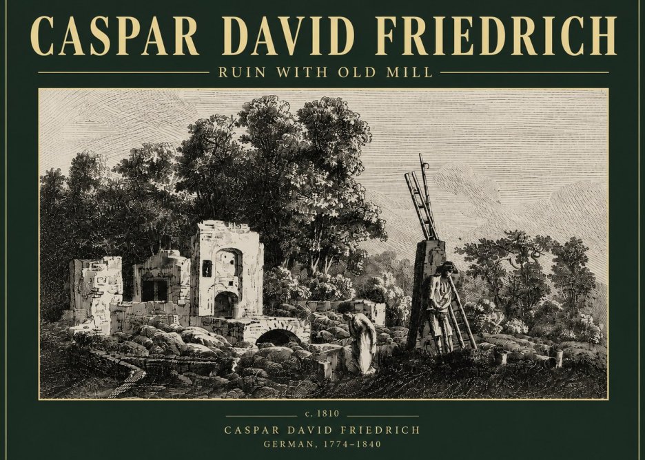 Caspar David Friedrich Ruin with Old Mill No4 - Juliste