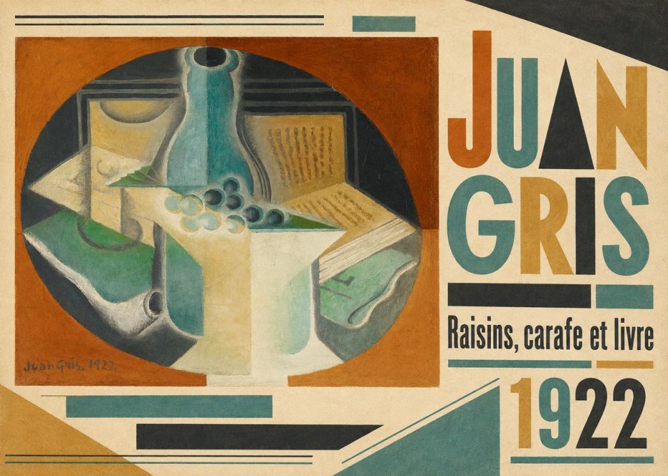 Juan Gris Raisins, Carafe Et Livre No4 - Juliste