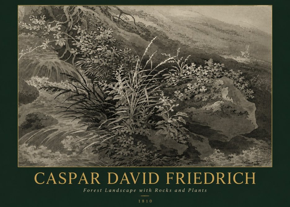 Caspar David Friedrich Forest Landscape with Rocks and Plants No3 - Juliste